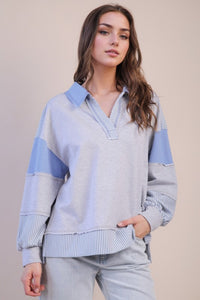 SOLID AND STRIPE KNIT TOP