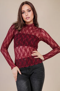 SHEER MESH LACE TOP