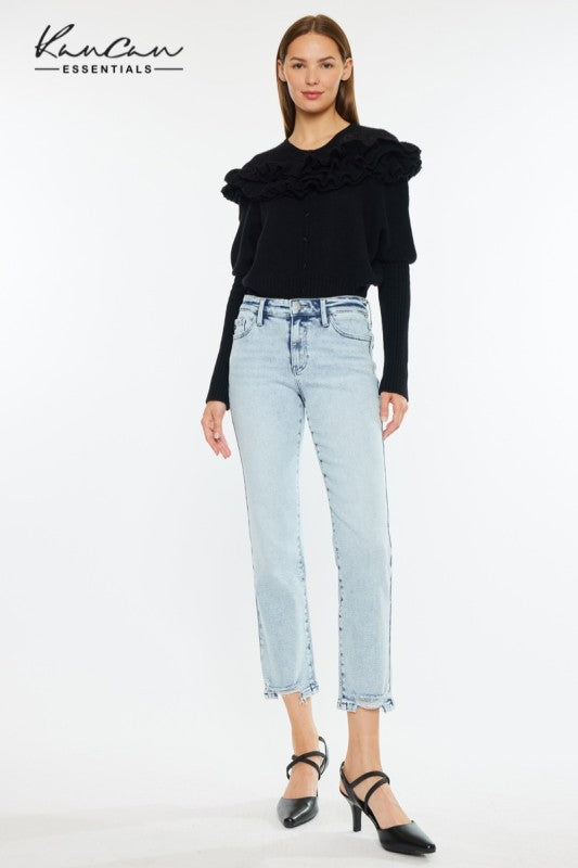 MID RISE CROP STRAIGHT JEANS