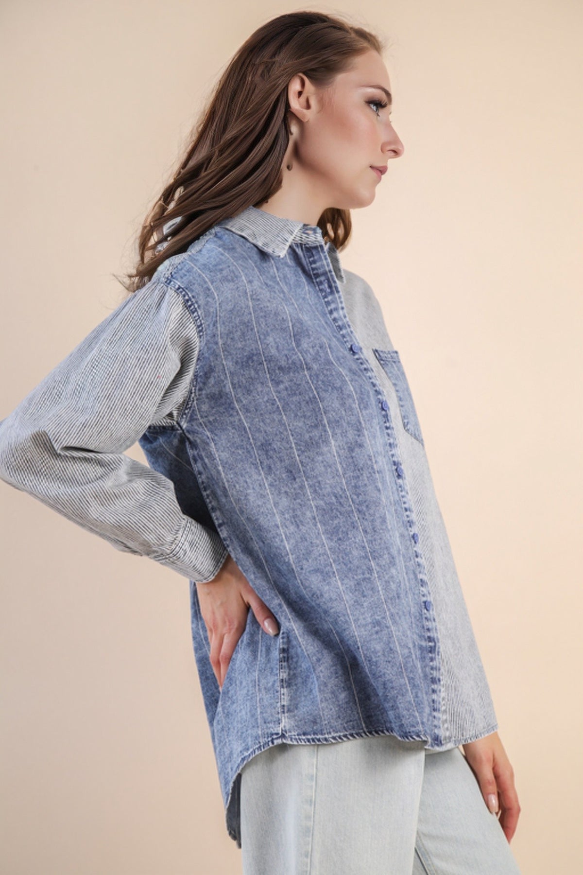 COLORBLOCK DENIM SHIRT