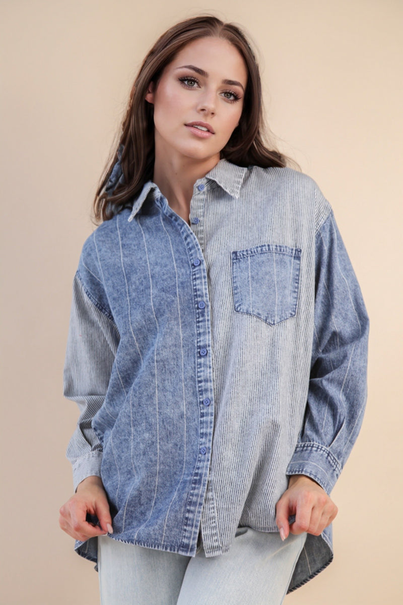 COLORBLOCK DENIM SHIRT