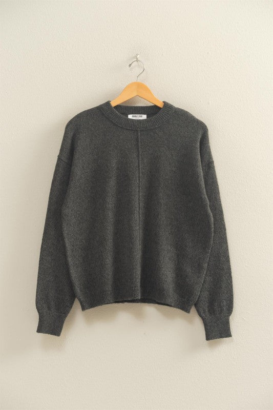 FRONT SEAM CREW NECK SWEATER