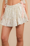 FLORAL BOW MINI SKIRT