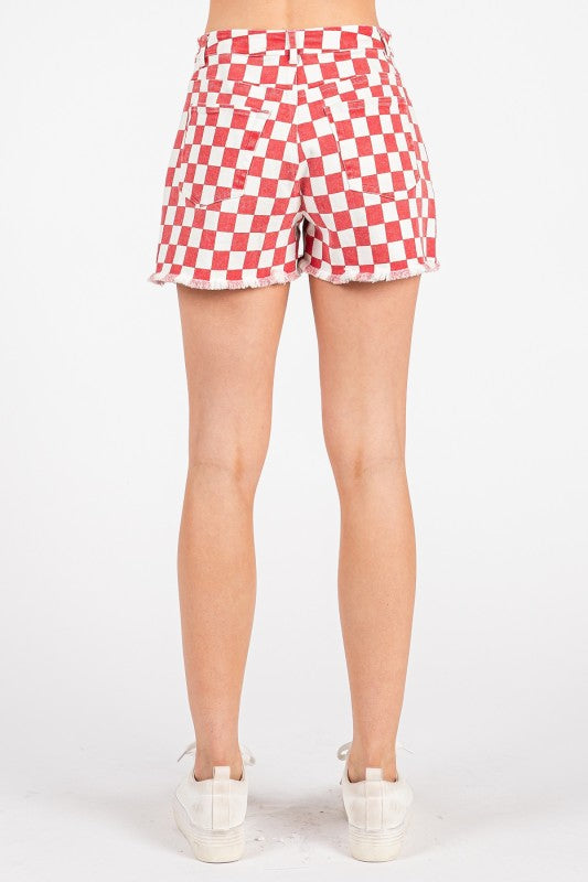 RED & WHITE CHECKERED SHORTS