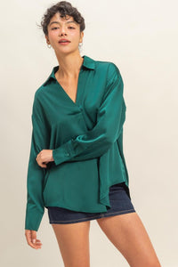 V-NECK SATIN BLOUSE