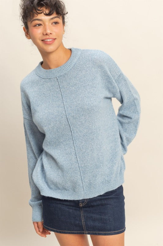 FRONT SEAM CREW NECK SWEATER