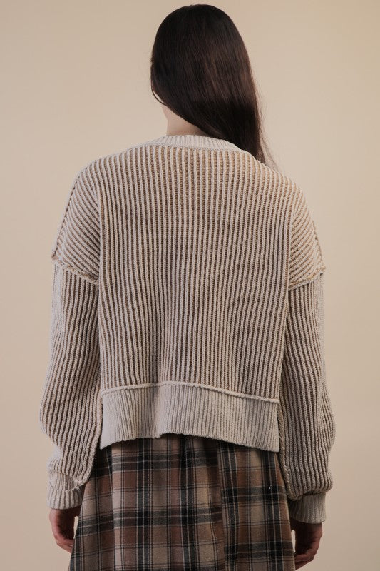 TWO TONE KNIT SWEATER