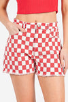 RED & WHITE CHECKERED SHORTS