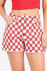 RED & WHITE CHECKERED SHORTS