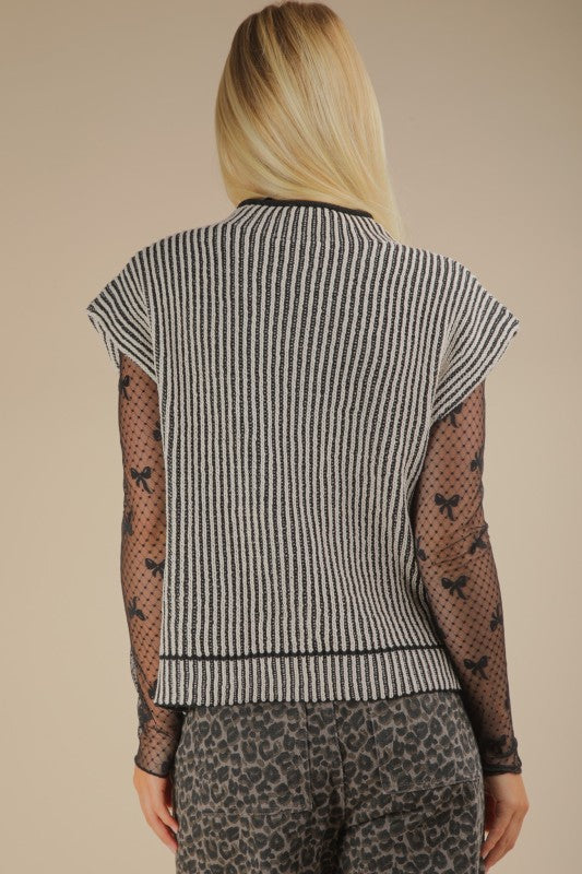 KNIT STRIPED SWEATER VEST