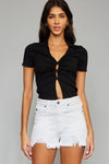 HIGH RISE WHITE DENIM SHORT