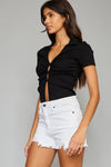 HIGH RISE WHITE DENIM SHORT