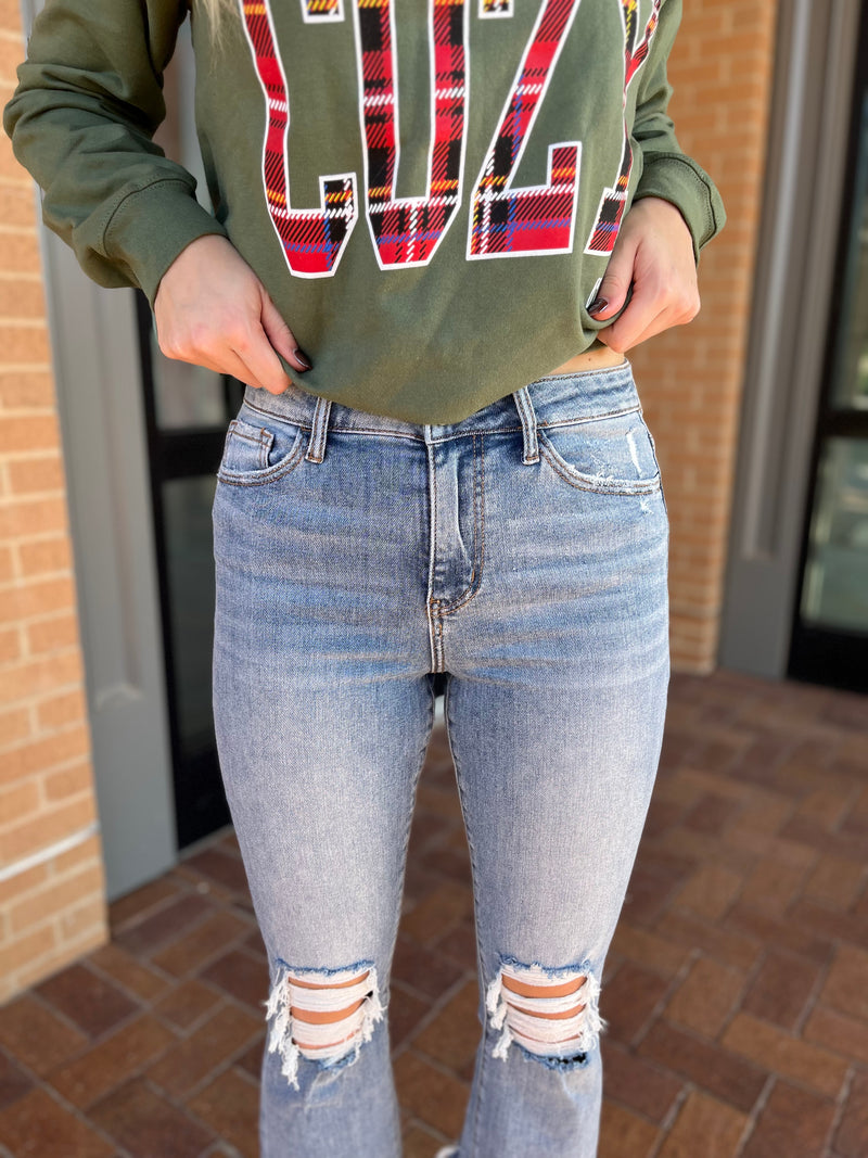SUPER HIGH RISE KICK FLARE JEAN