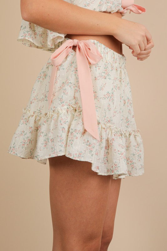 FLORAL BOW MINI SKIRT