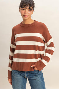 STRIPED CREW NECK SWEATER