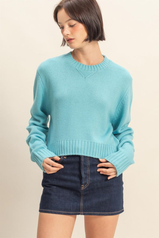 CROPPED LONG SLEEVE SWEATER