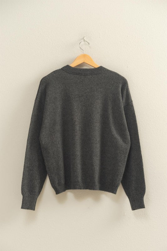 FRONT SEAM CREW NECK SWEATER