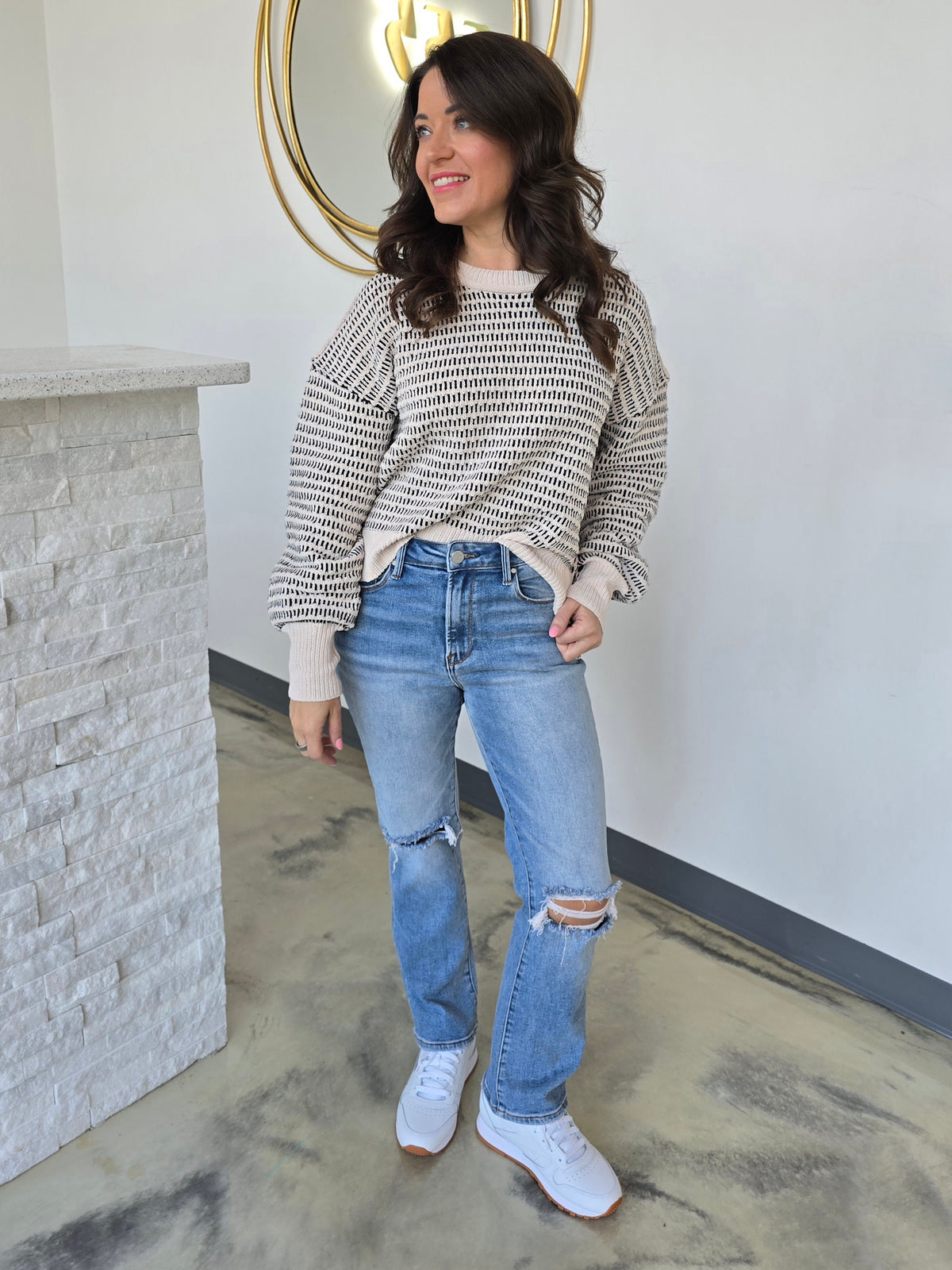 TWO TONE KNIT SWEATER