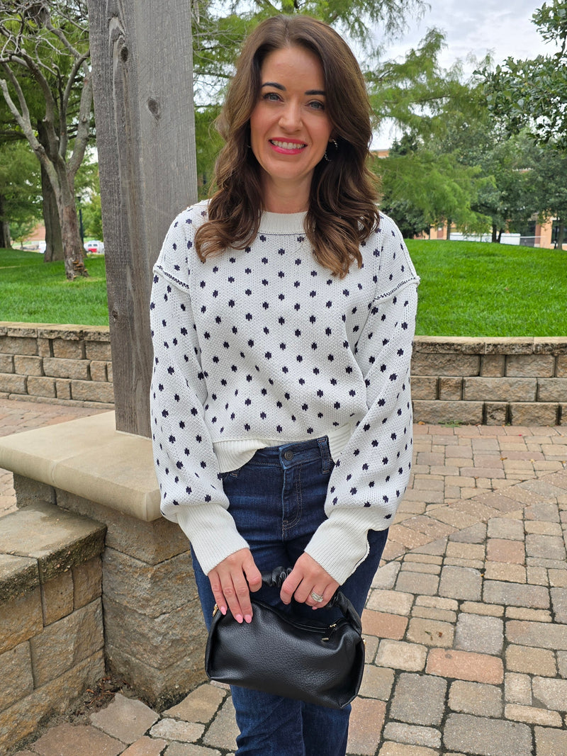 POLKA DOT CREWNECK SWEATER