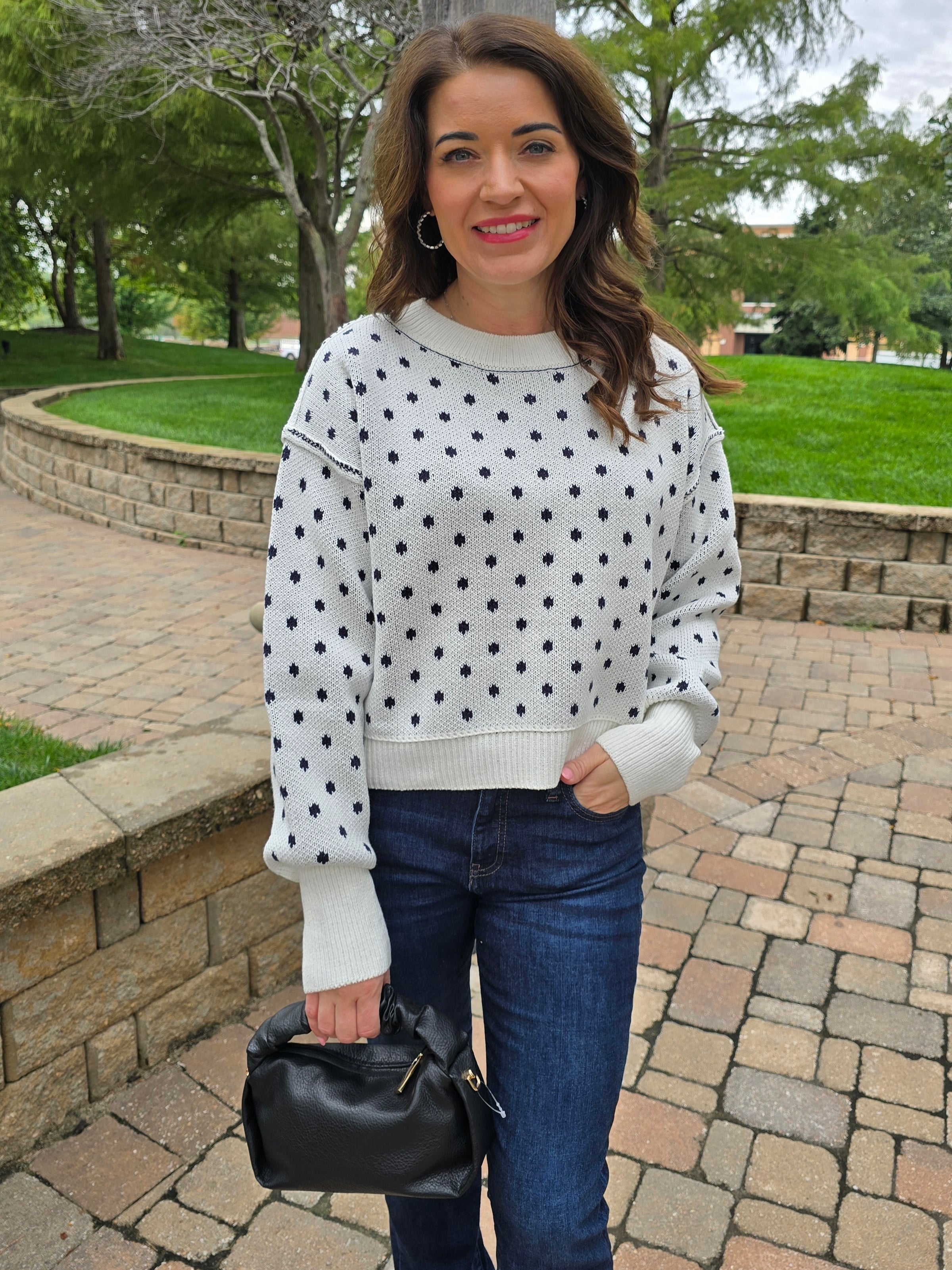 POLKA DOT CREWNECK SWEATER
