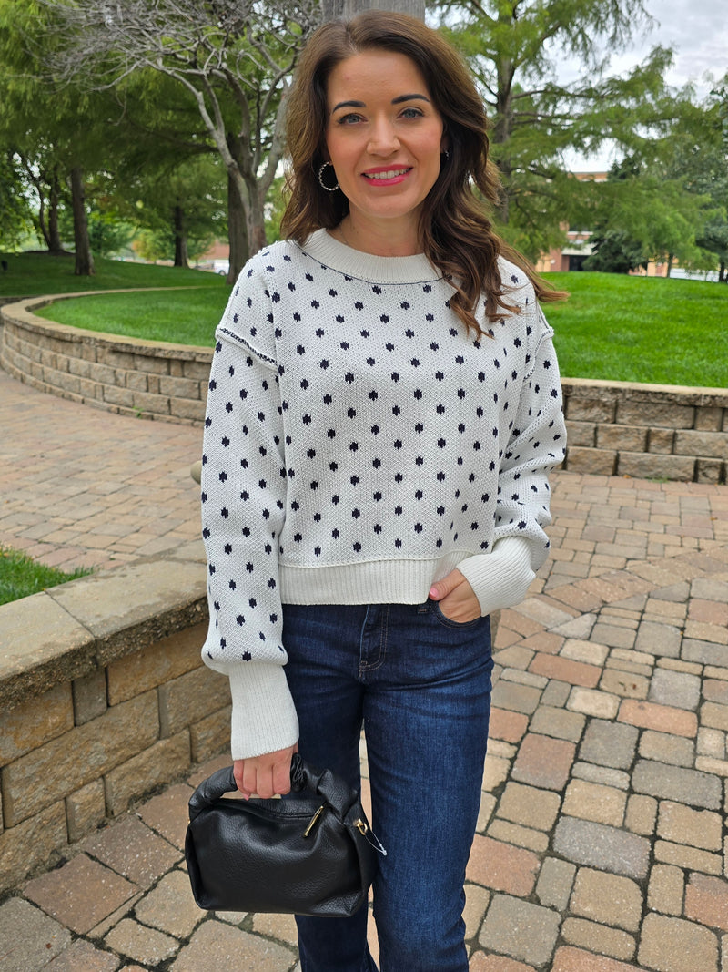 POLKA DOT CREWNECK SWEATER