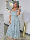 CHIFFON TIERED MIDI DRESS