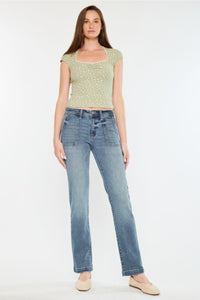 MID RISE SLIM STRAIGHT JEANS