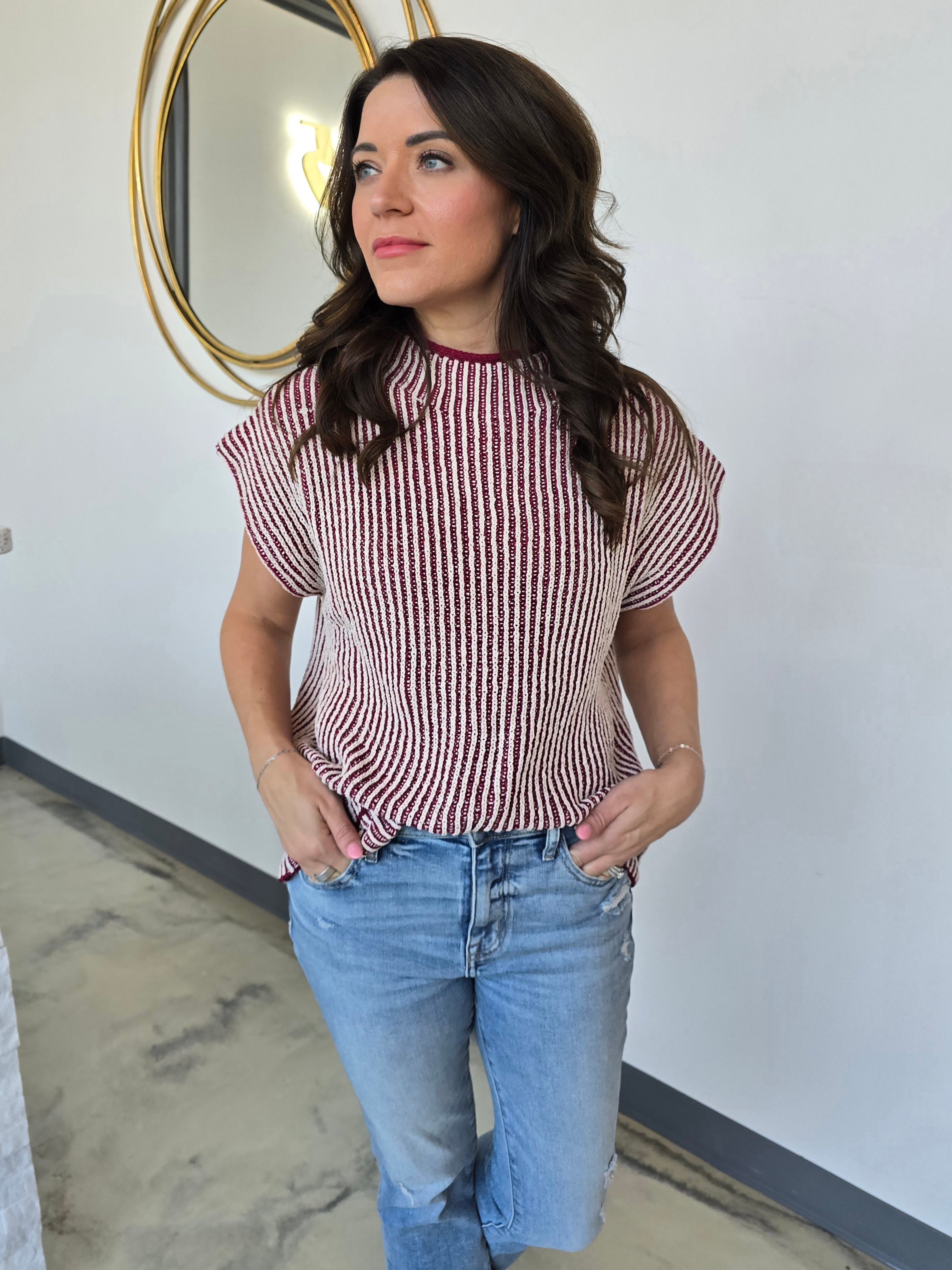 KNIT STRIPED SWEATER VEST