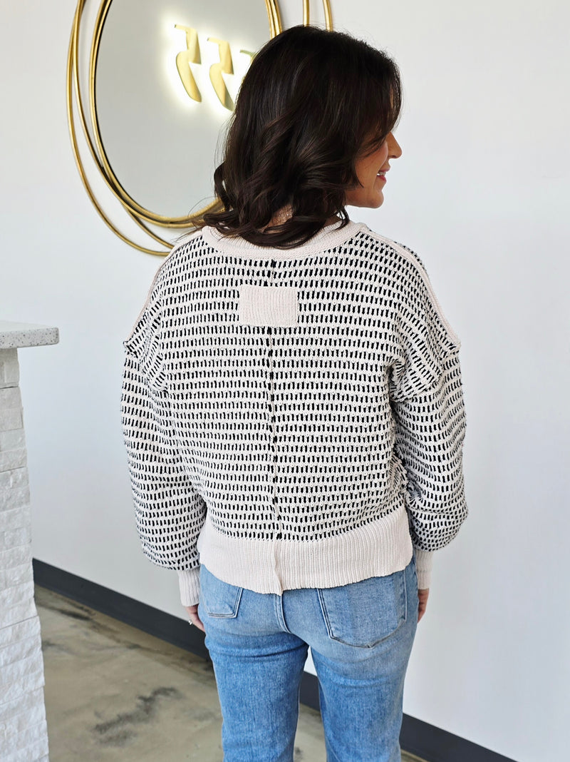 TWO TONE KNIT SWEATER