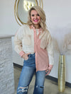 RIBBED KNIT AND LACE SHACKET