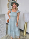 CHIFFON TIERED MIDI DRESS