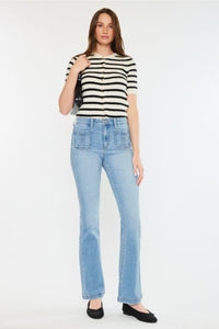 HIGH RISE PATCH POCKET JEANS