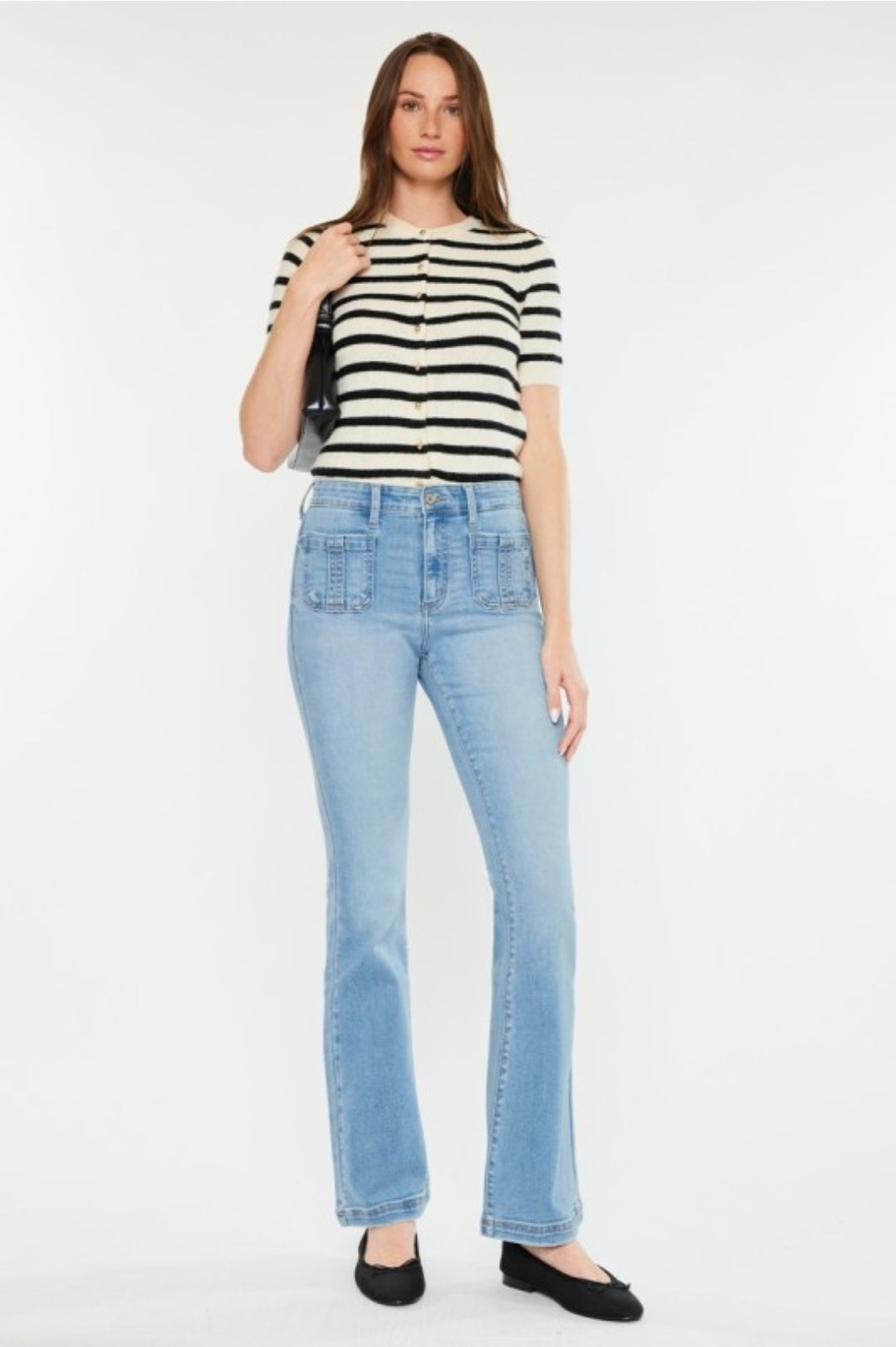 HIGH RISE PATCH POCKET JEANS