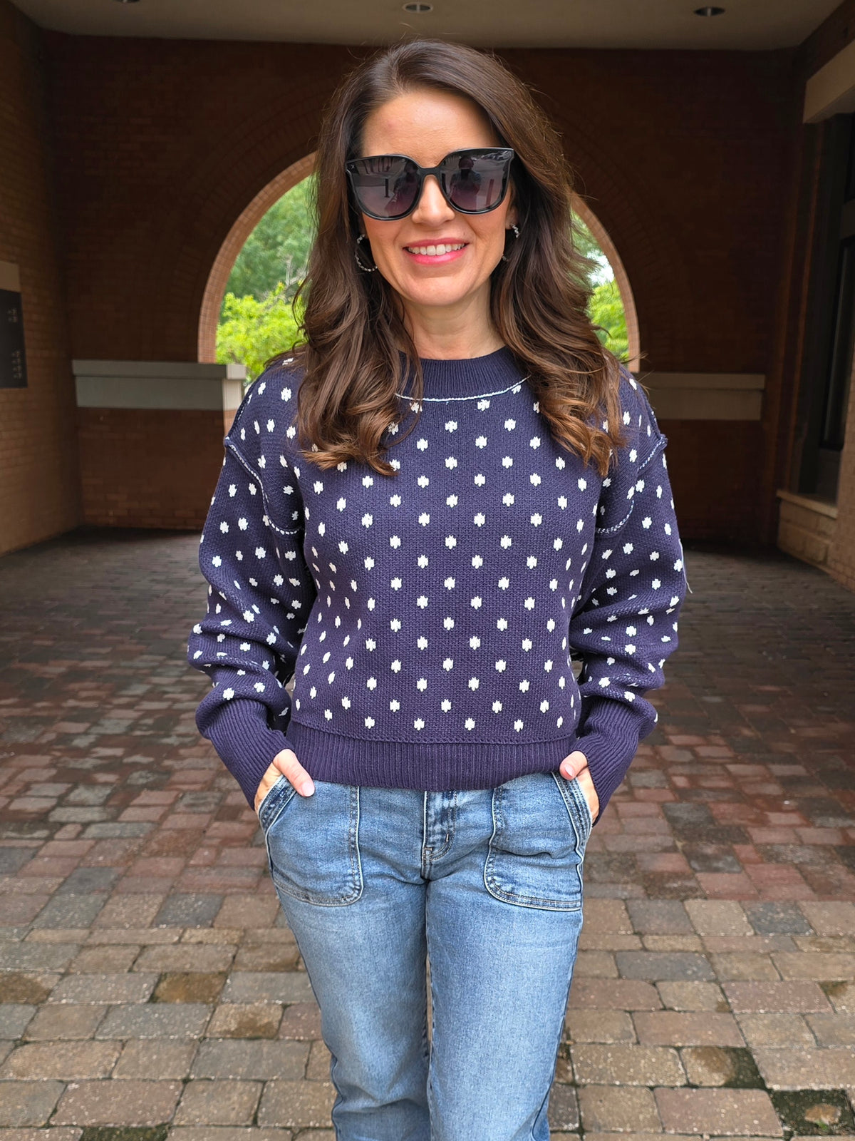 POLKA DOT CREWNECK SWEATER