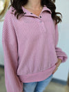 BUTTON UP WAFFLE SWEATER