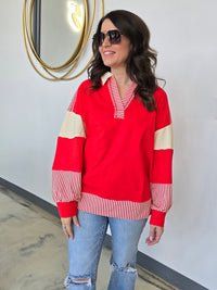 SOLID AND STRIPE KNIT TOP