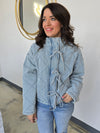 DENIM ZIP UP BOW JACKET