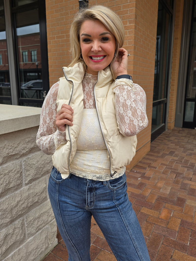 LEATHER PUFFER VEST