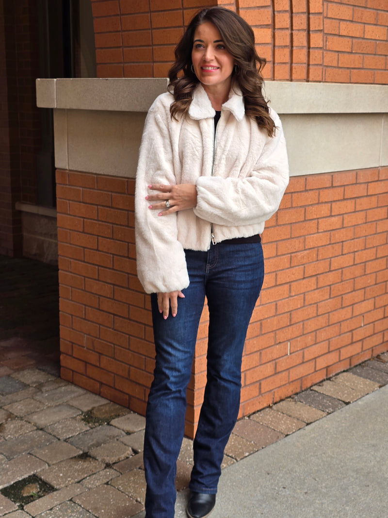 FAUX FUR ZIP UP