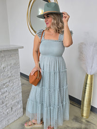 CHIFFON TIERED MIDI DRESS