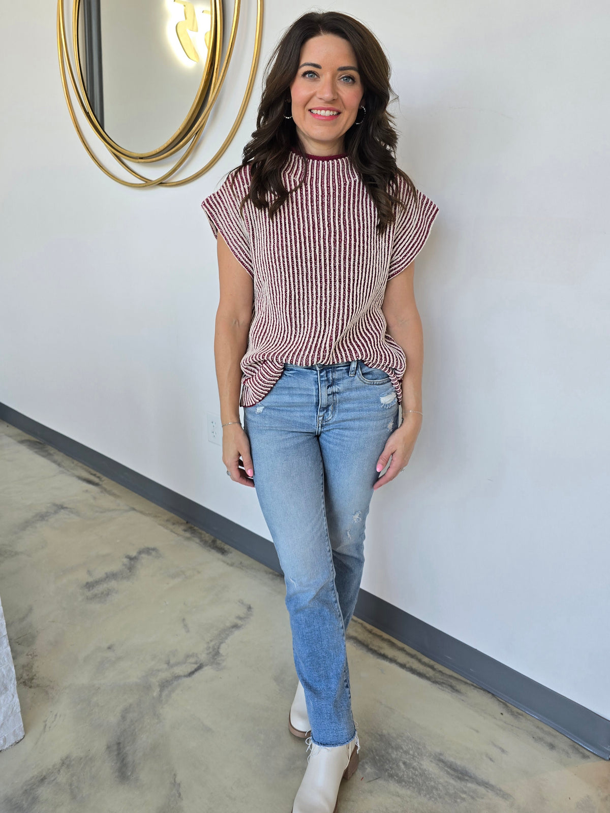 KNIT STRIPED SWEATER VEST