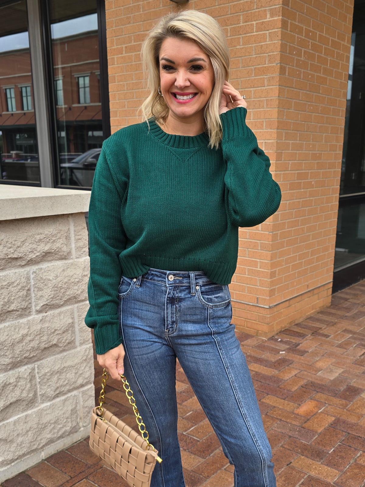 CROPPED LONG SLEEVE SWEATER