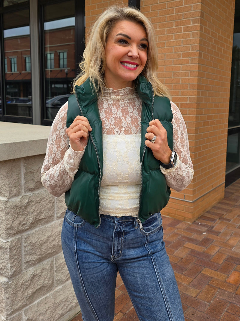 LEATHER PUFFER VEST