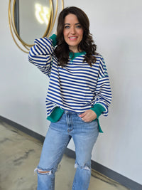TWO-TONED STRIPED OVERSIZE TOP