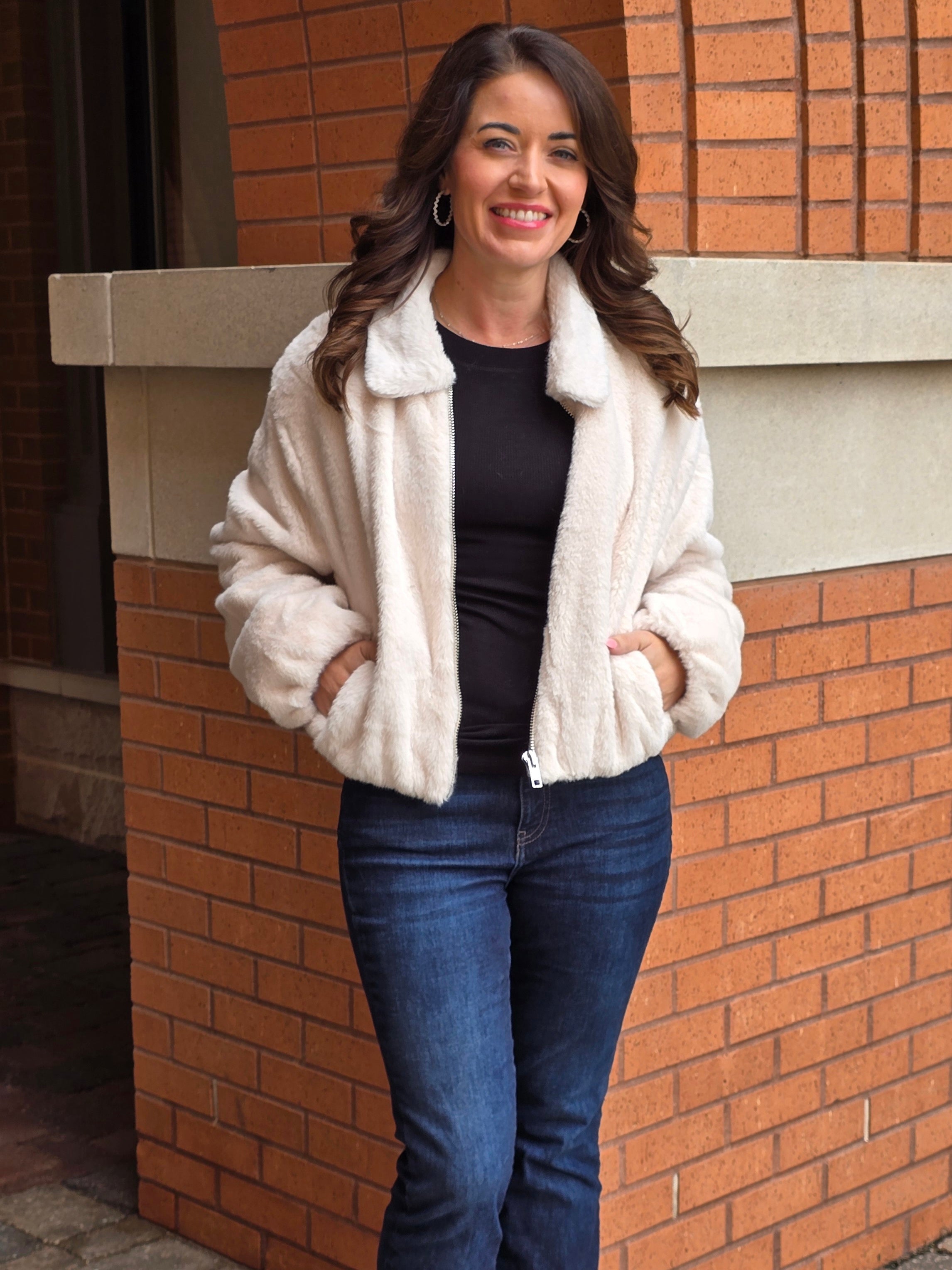 FAUX FUR ZIP UP