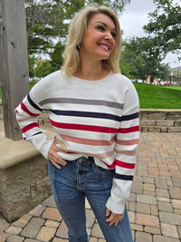 STRIPED CREW NECK SWEATER