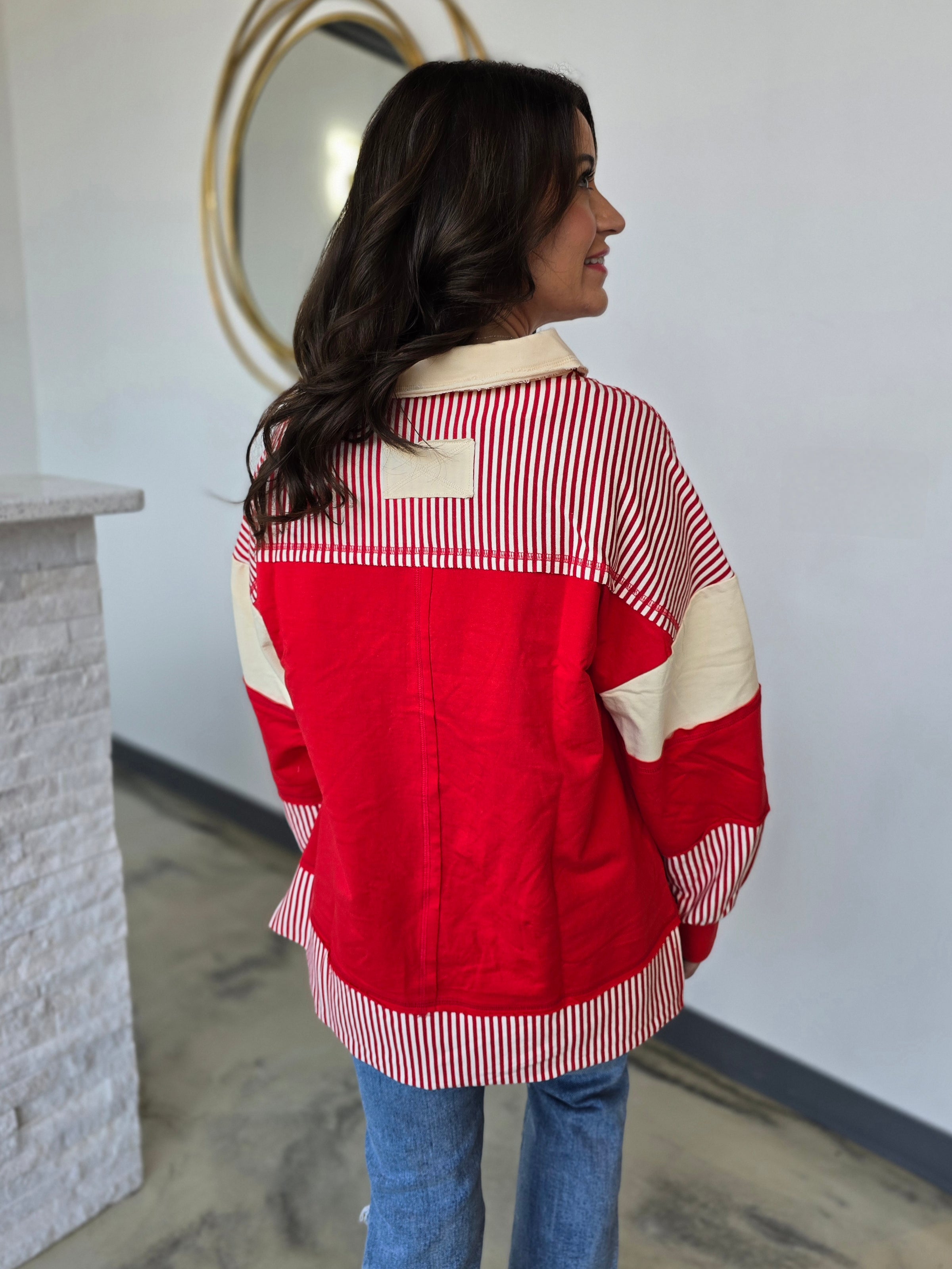 SOLID AND STRIPE KNIT TOP