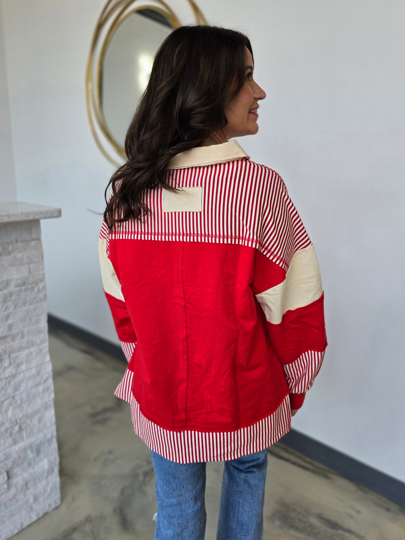 SOLID AND STRIPE KNIT TOP