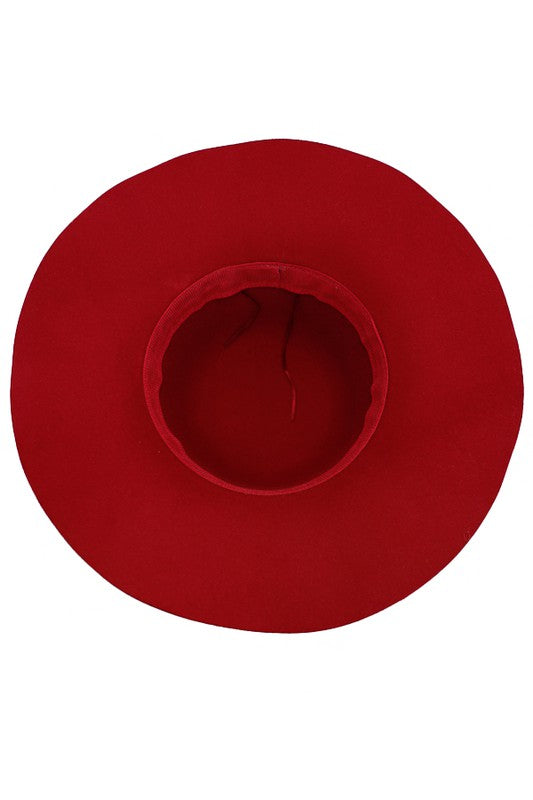 FELT SUN HAT WITH GOLD CHAIN DETAIL