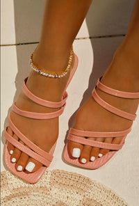 ROSE SNAKESKIN MULTI STRAP SANDAL